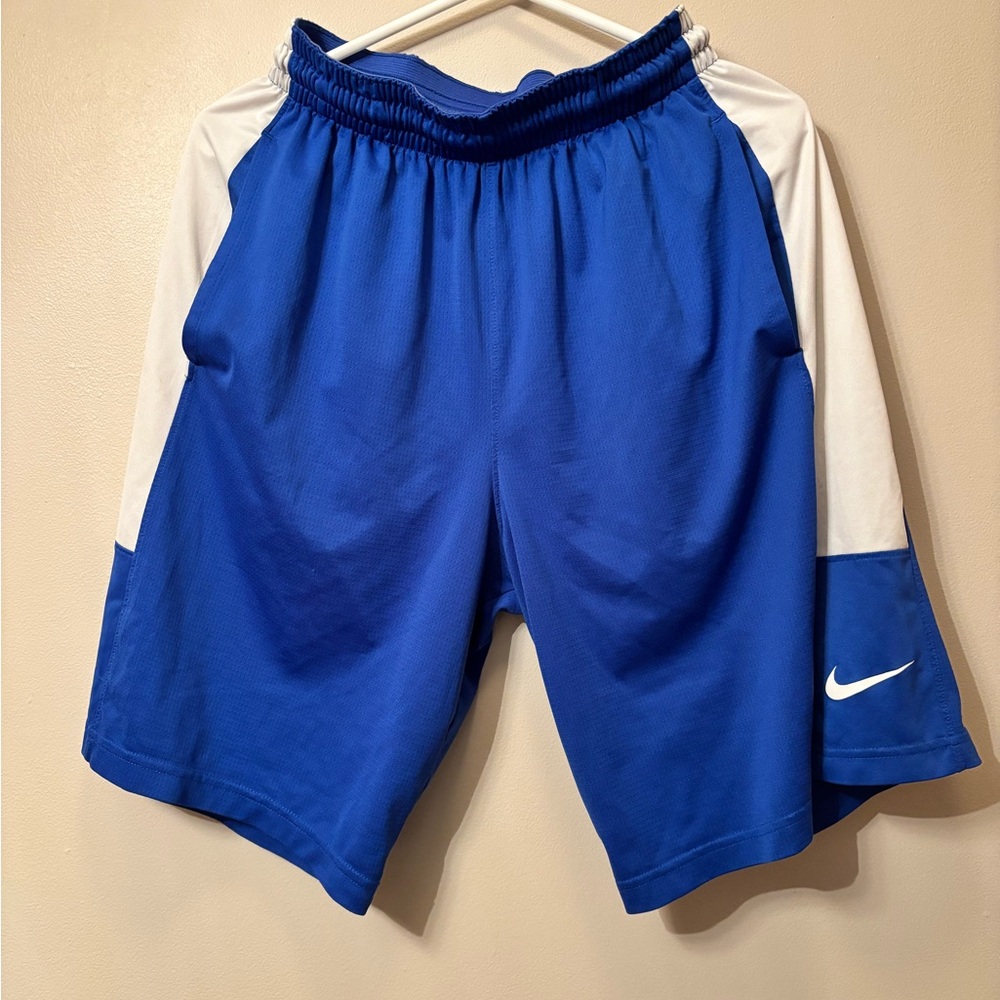 Nike Men's Royal Blue and White Athletic Shorts